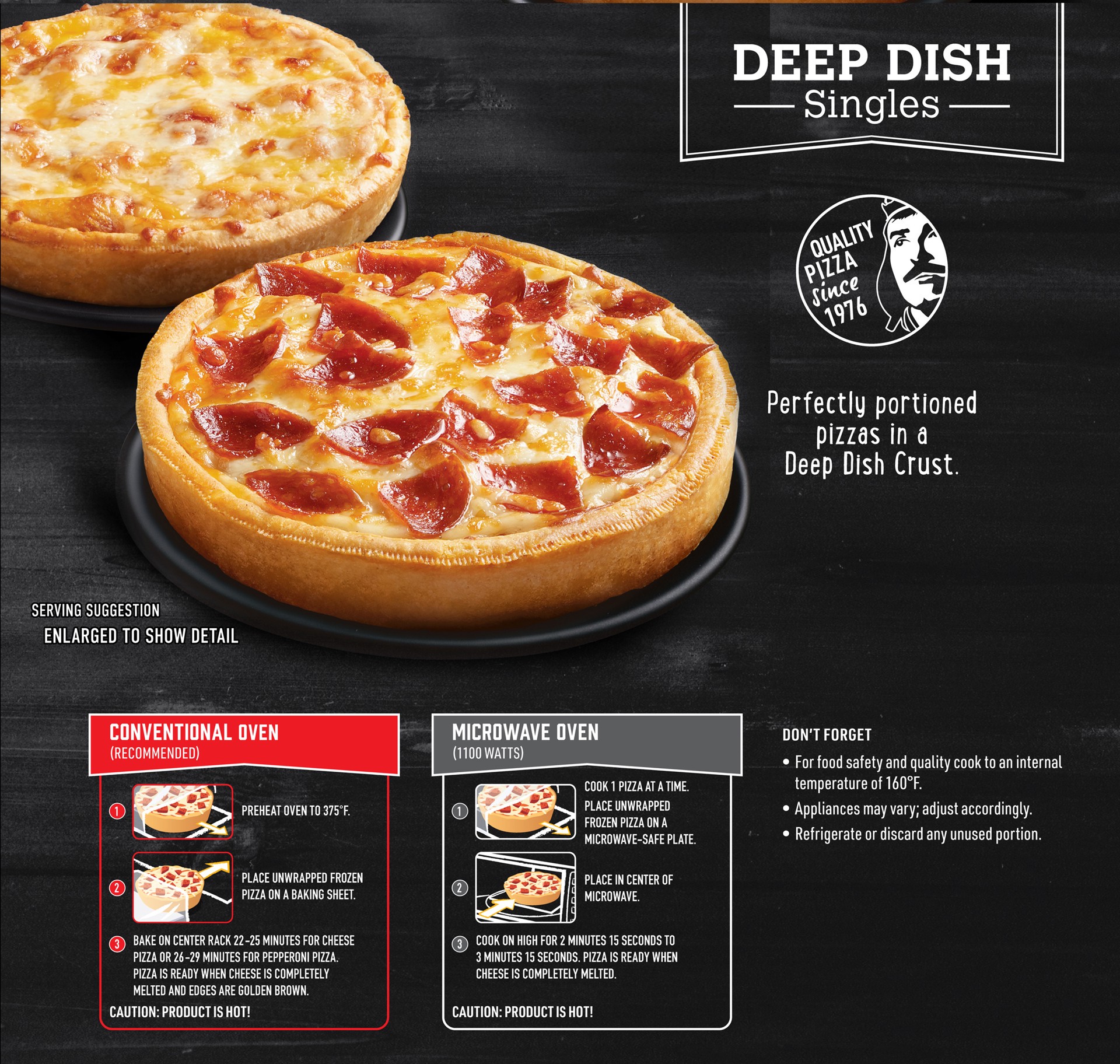 slide 3 of 5, Red Baron Deep Dish Singles Four Cheese/Pepperoni Pizza 12 Each, 12 ct