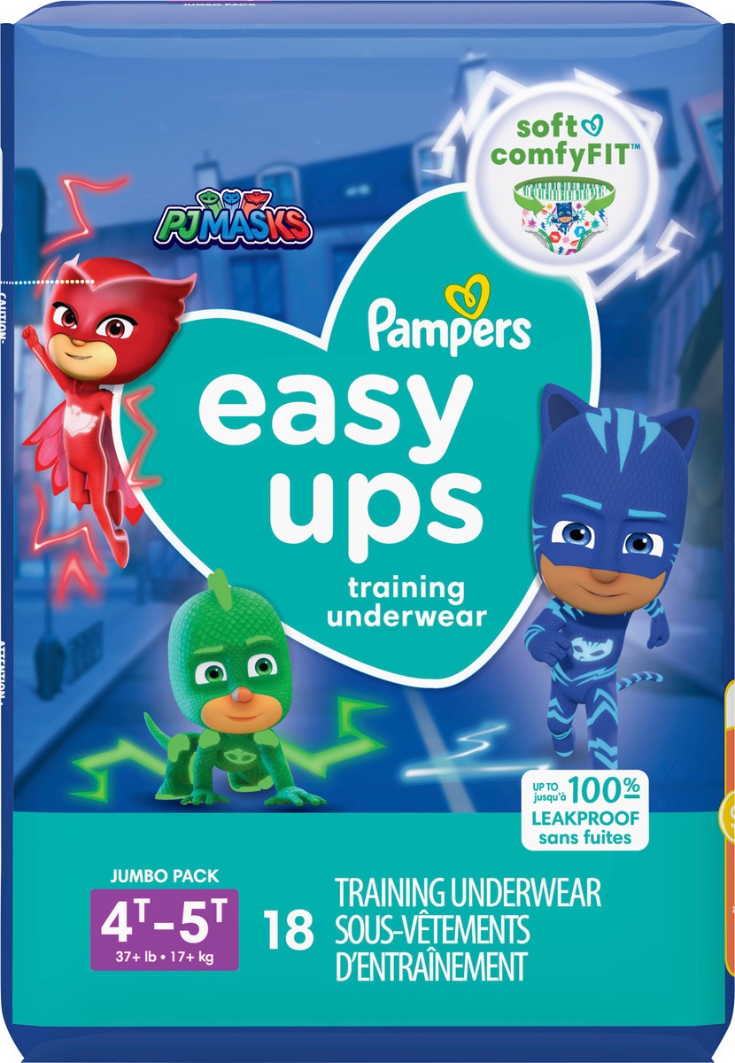 slide 4 of 4, Pampers Easy Ups Training Underwear Boys Size 6 4T-5T 18 Count, 18 ct