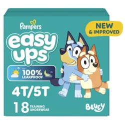 Pampers Easy Ups Girls & Boys Potty Training Pants, Size 6 (4T5T), 18 Count, Bluey Absorbent Training Underwear, Up to 100% Leakproof Day and Night, Hypoallergenic