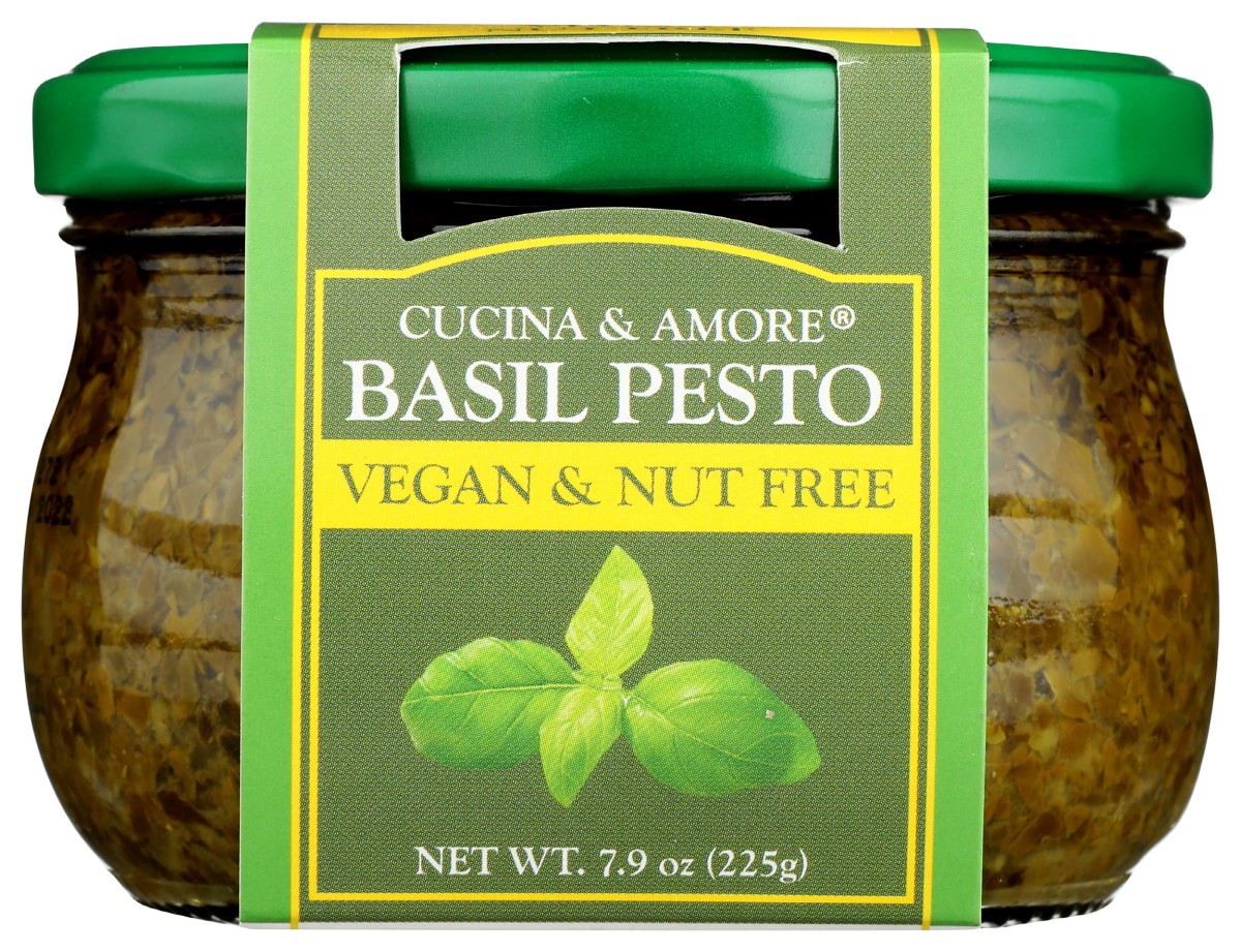 slide 1 of 9, Cucina & Amore Vegan Nut Free Basil Pesto, 7.9 oz