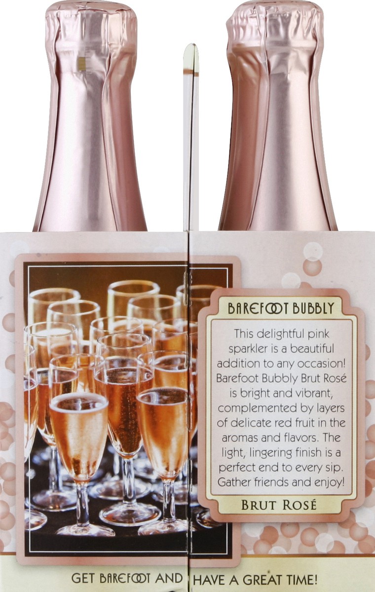 slide 3 of 5, Barefoot Bubbly Brut Rose, 4 ct; 187 ml