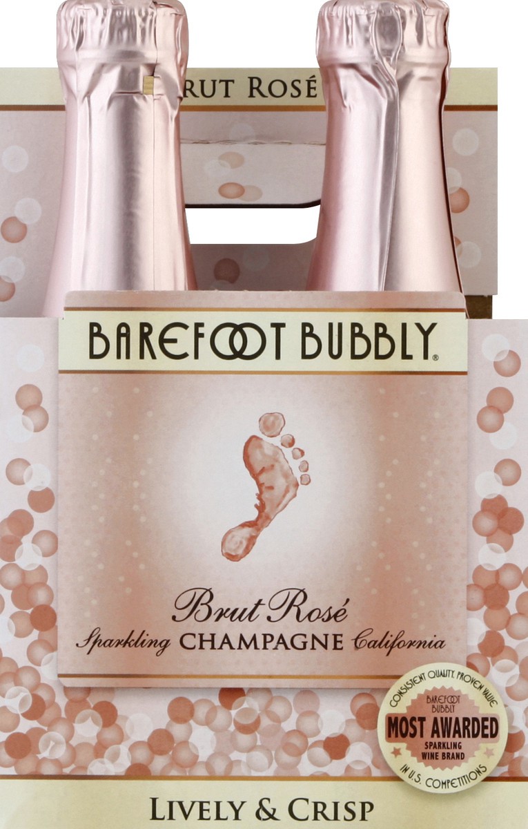 slide 1 of 5, Barefoot Bubbly Brut Rose, 4 ct; 187 ml