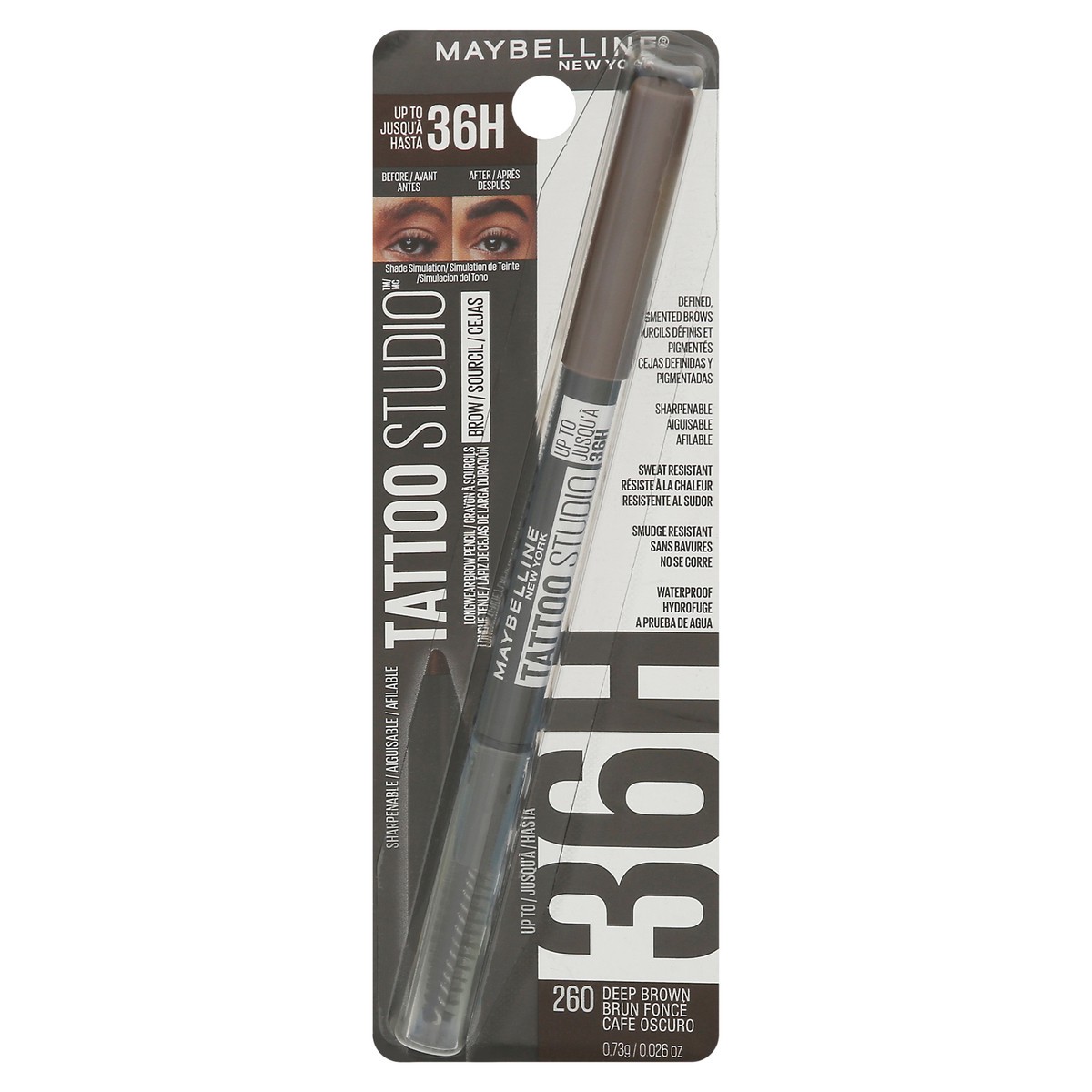 slide 2 of 4, Tattoo Studio Deep Brown 260 Longwear Brow Pencil 0.026 oz, 0.026 oz