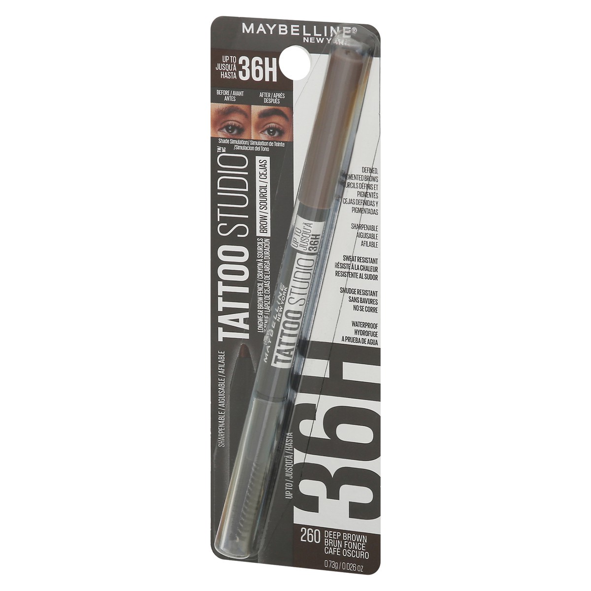 slide 3 of 4, Tattoo Studio Deep Brown 260 Longwear Brow Pencil 0.026 oz, 0.026 oz