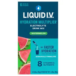 Liquid I.V. Hydration Multiplier - Watermelon - Hydration Powder Packets | Electrolyte Powder Drink Mix | Convenient Single-Serving Sticks | Non-GMO | 6 Sticks