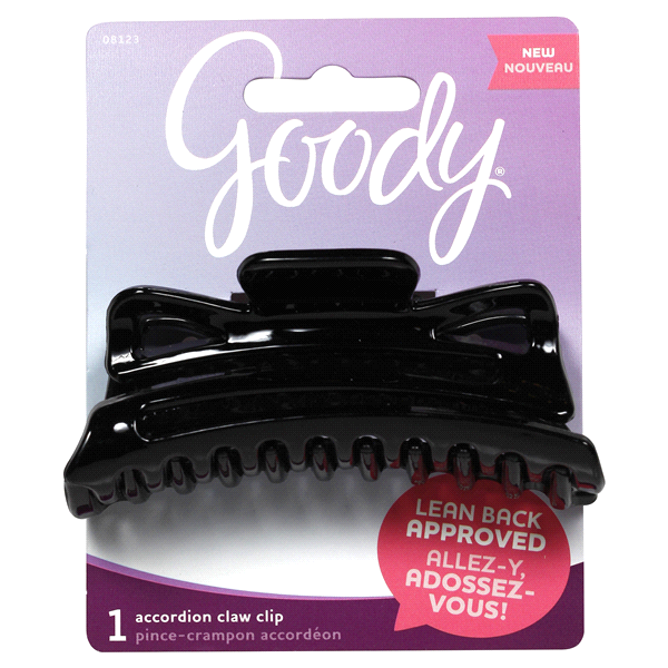 slide 1 of 6, Goody Accordion Claw Clip Black, 1 ct