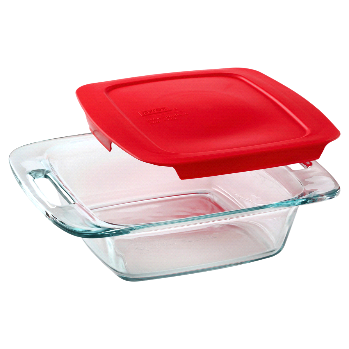 slide 1 of 1, Pyrex Easy Grab Square Baking Dish with Red Lid, 8 in