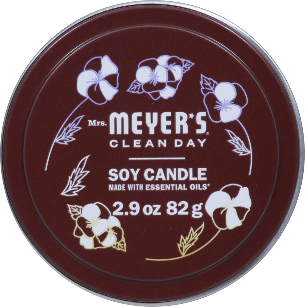 slide 9 of 9, Mrs. Meyer's Mrs. Meyer''s Clean Day Scented Soy Candle, Tin Candle, Compassion Flower Scent, 2.9 Ounce, 2.90 oz