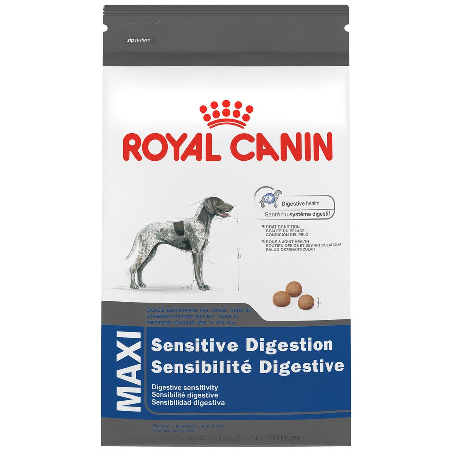 slide 1 of 9, Royal Canin Size Health Nutrition Maxi Sensitive Digestion Dry Dog Food, 30 lb