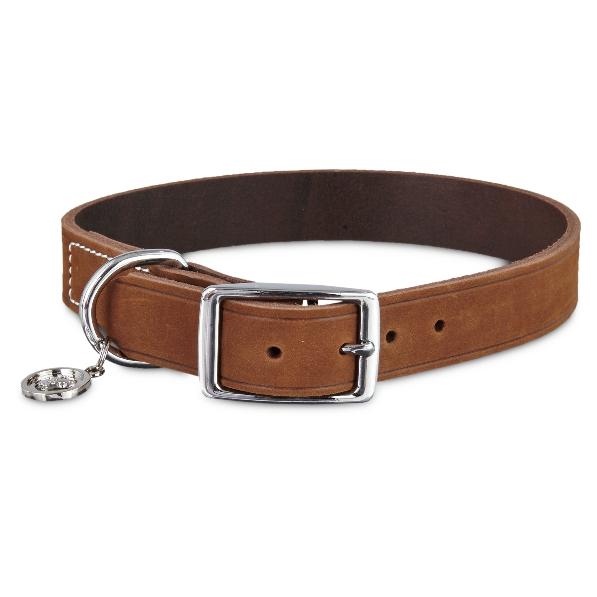 slide 1 of 1, Bond & Co. Mahogany Leather Dog Collar, LG