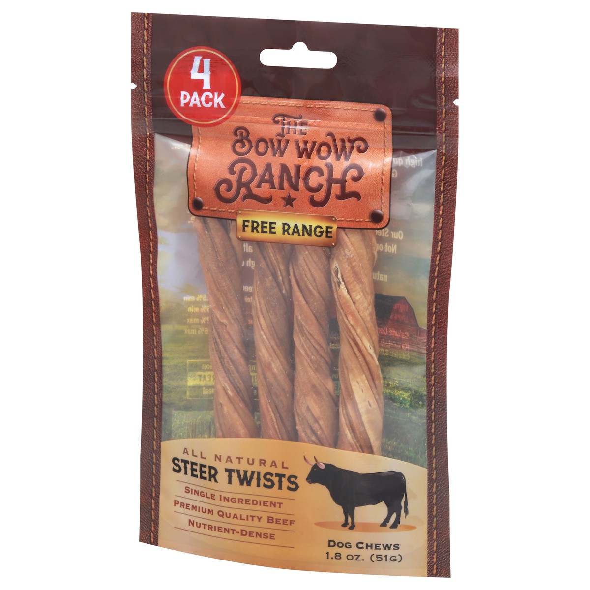 slide 7 of 11, The Bow Wow Ranch All Natural Steer Twists Dog Chews 4 ea, 4 ct