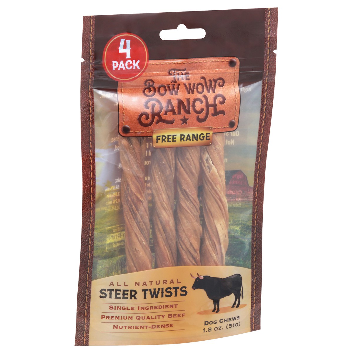 slide 5 of 11, The Bow Wow Ranch All Natural Steer Twists Dog Chews 4 ea, 4 ct