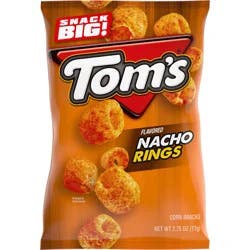 Tom's Nacho Rings Corn Snacks, 2.75 oz Bag