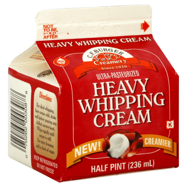 slide 1 of 1, C.F. Burger Heavy Whipping Cream, 1/2 pint