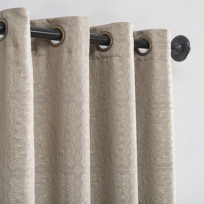 slide 3 of 8, Sun Zero SunZero Evie Grommet Thermal Blackout Curtain Panel - Taupe/Linen, 84 in