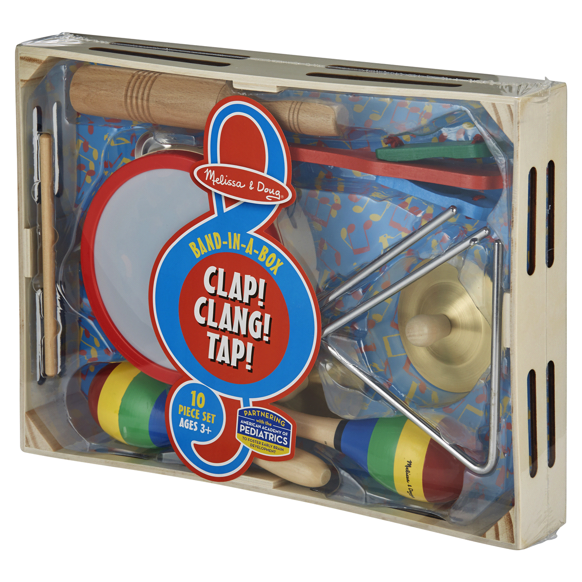 slide 9 of 29, Melissa & Doug Band-in-a-Box Clap! Clang! Tap! Musical Instrument Set, 10 ct