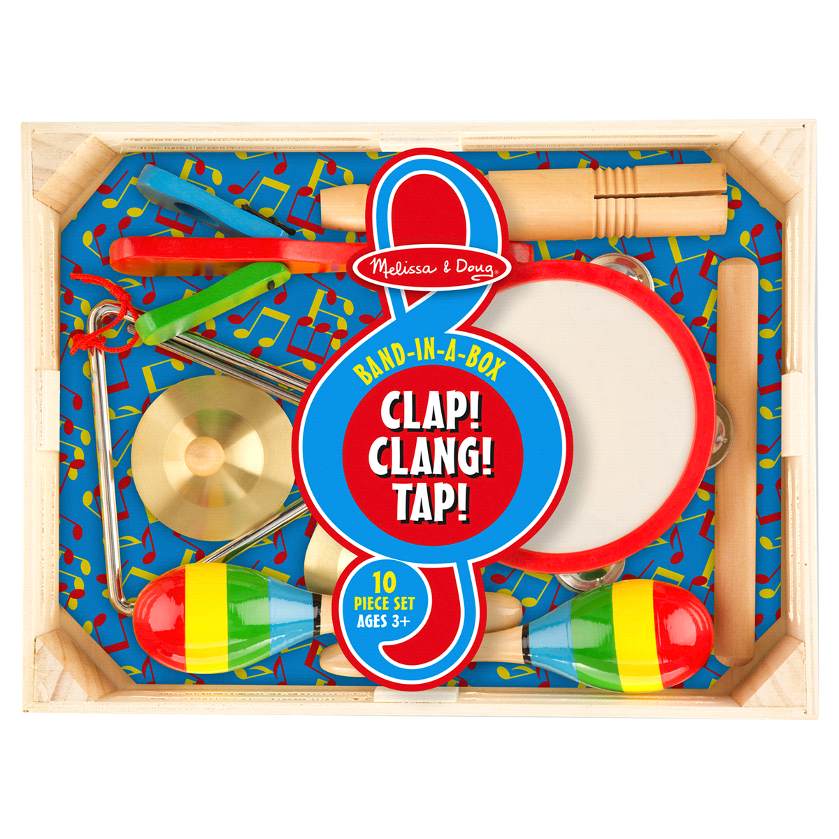 slide 1 of 1, Melissa & Doug Band-in-a-Box Clap! Clang! Tap! Musical Instrument Set, 10 ct
