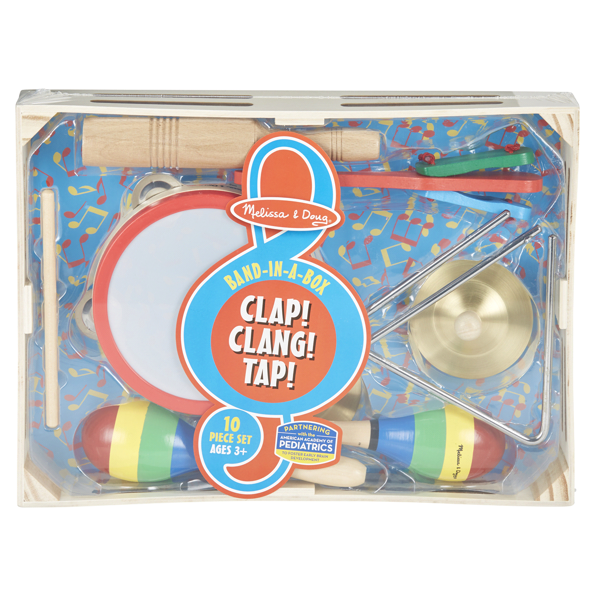 slide 1 of 29, Melissa & Doug Band-in-a-Box Clap! Clang! Tap! Musical Instrument Set, 10 ct