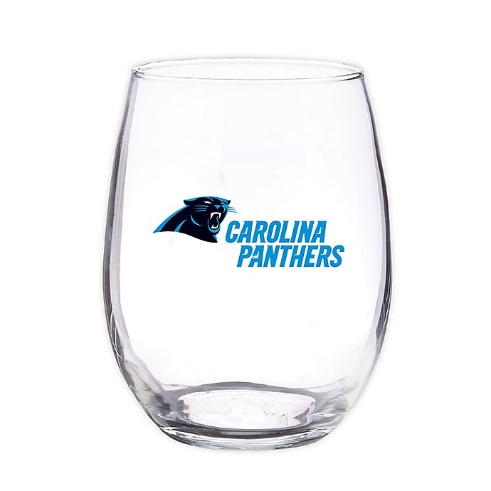 slide 1 of 1, NFL Carolina Panthers 16 oz. Clear Plastic Stemless Wine Glasses Set, 4 ct