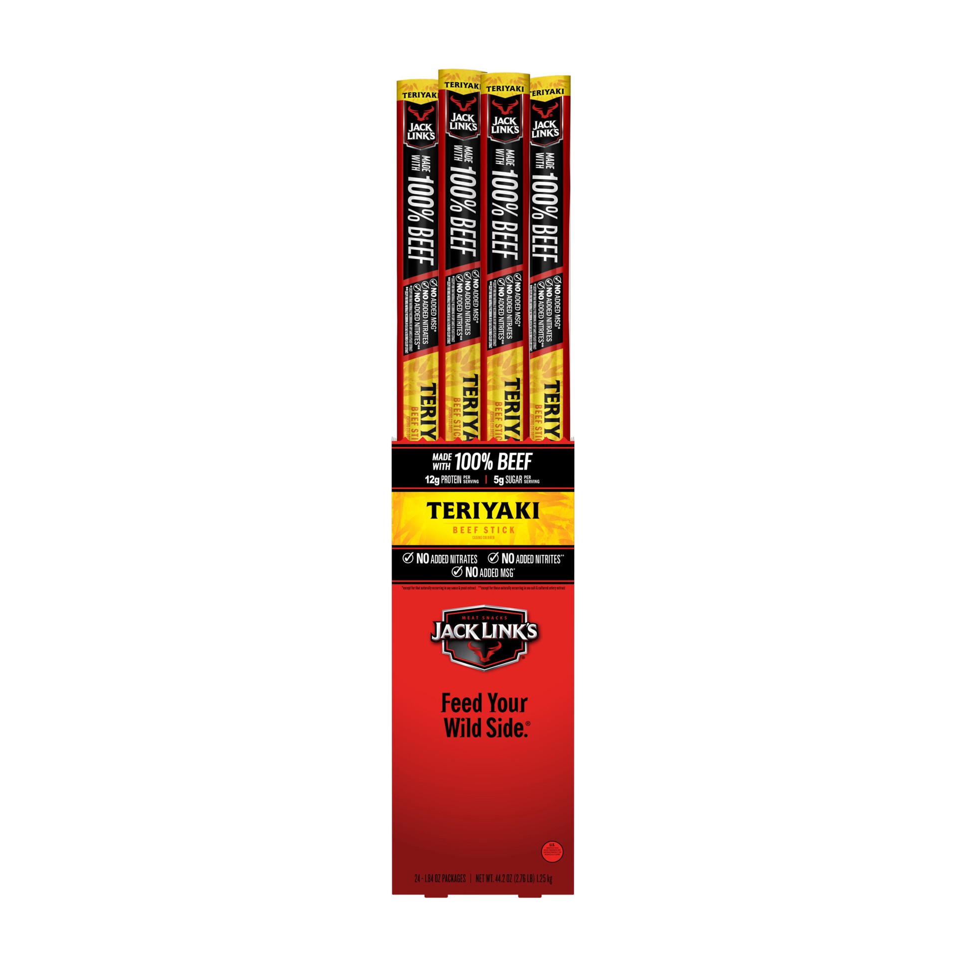 slide 1 of 9, Jack Link's Teriyaki Beef Sticks, , inner pack of 24 sticks - 1.84 oz, 24 ct