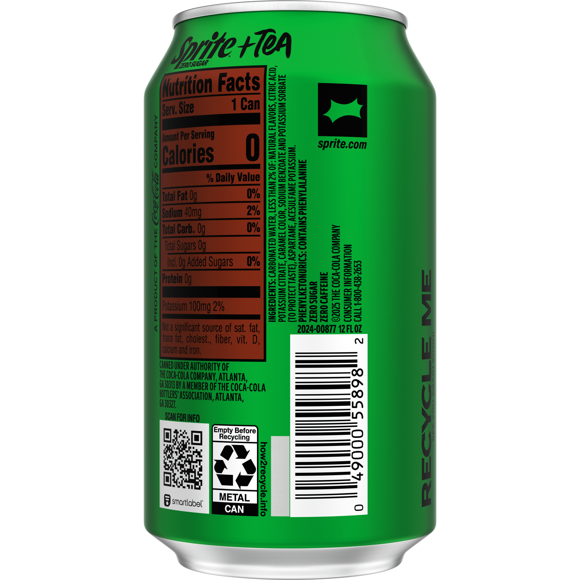 slide 5 of 5, Sprite + Tea, Lemon-Lime and Tea Flavored Soda , 12 fl oz, 12 oz