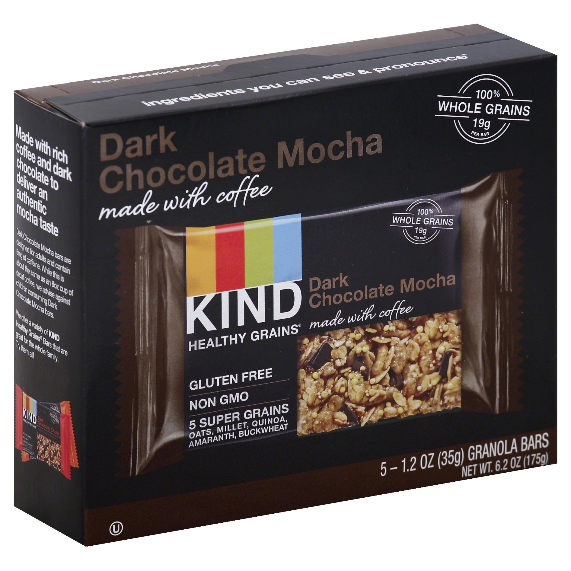 slide 1 of 1, KIND Healthy Grains Dark Chocolate Mocha Granola Bars, 5 ct; 1.2 oz