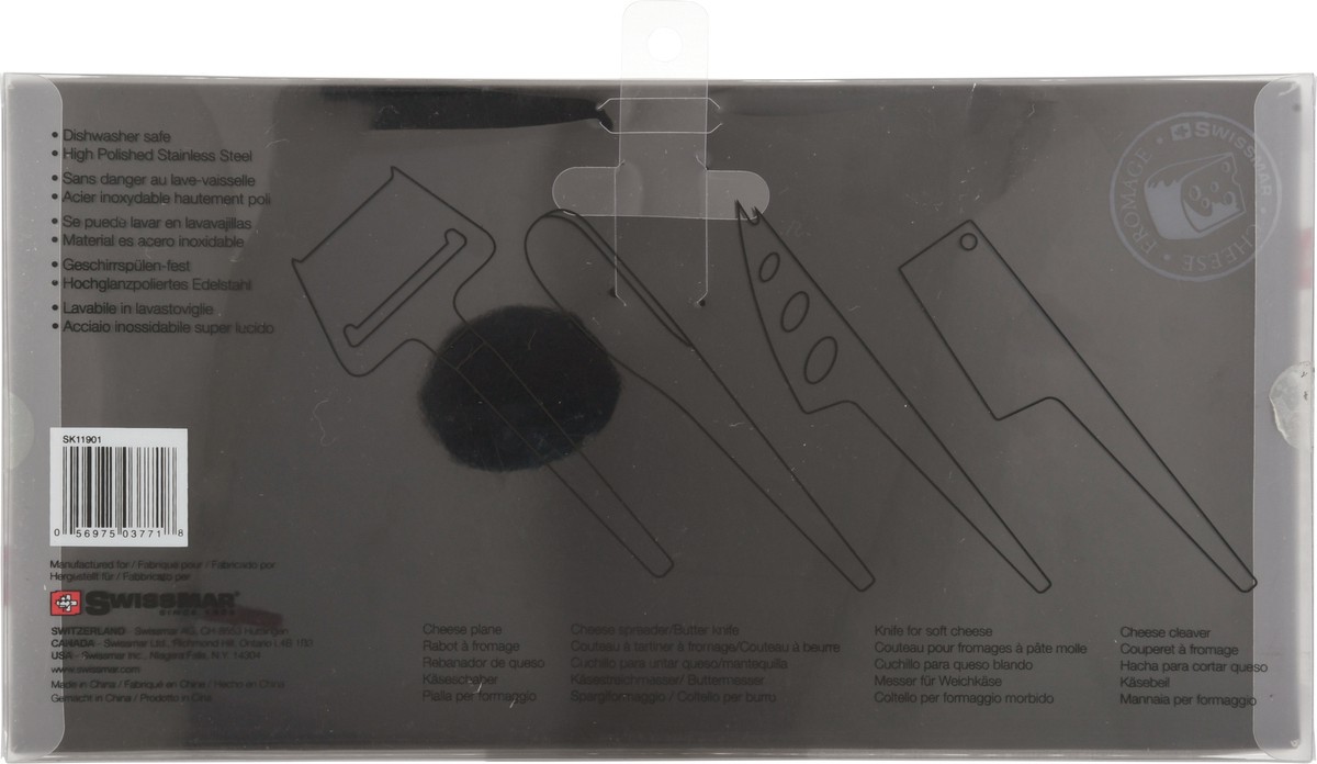 slide 5 of 9, Swissmar Slim-Line High Polished Stainless Steel Cheese Knife Set 4 Pieces, 4 ct