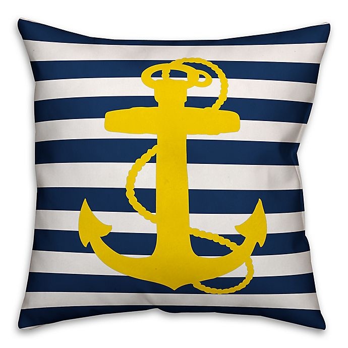 slide 1 of 1, Designs Direct Yellow Anchor Square Outdoor Throw Pillow - Navy/White Stripe, 1 ct