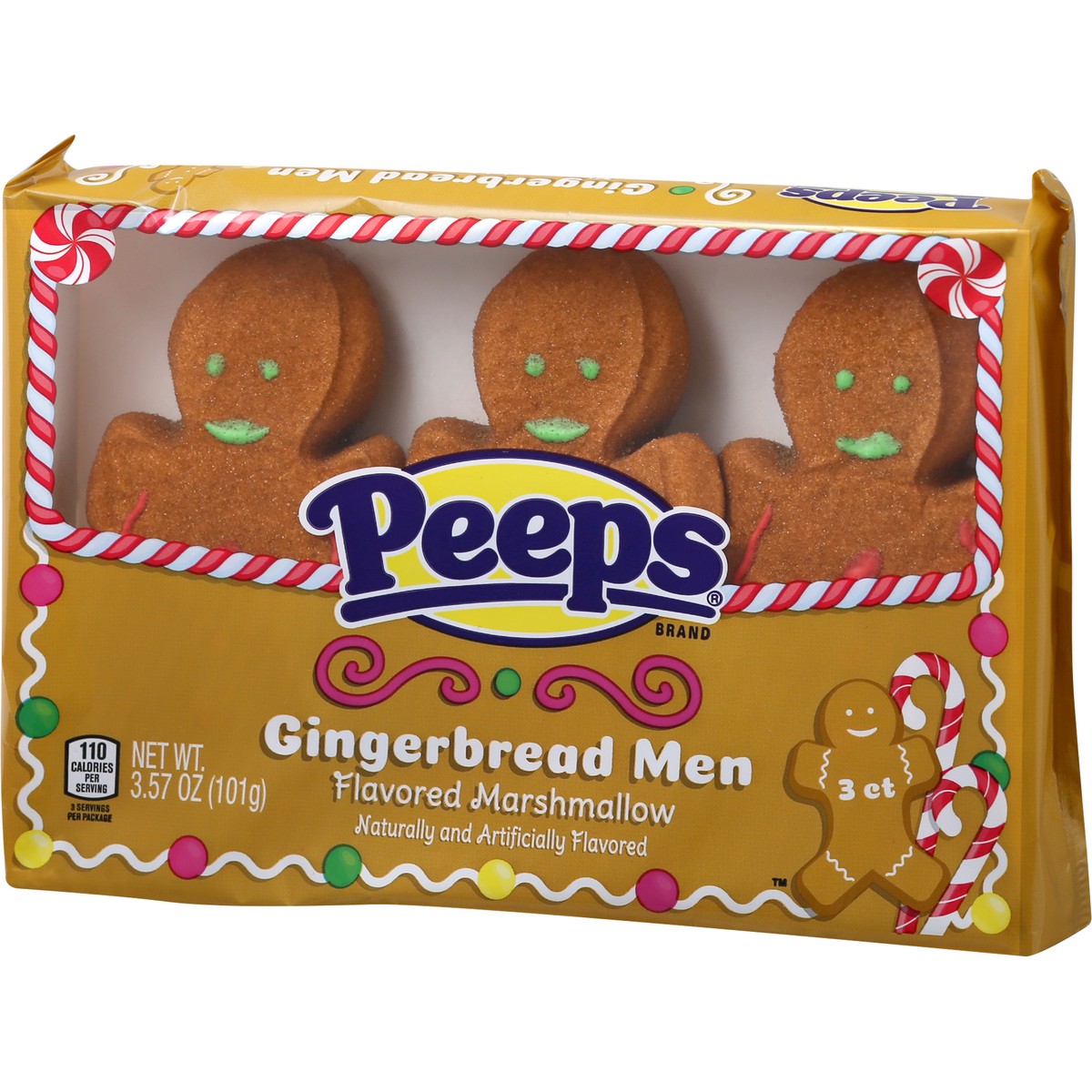 slide 3 of 10, Just Born Giant Gingerbread Peeps 3ct, 3.38 oz