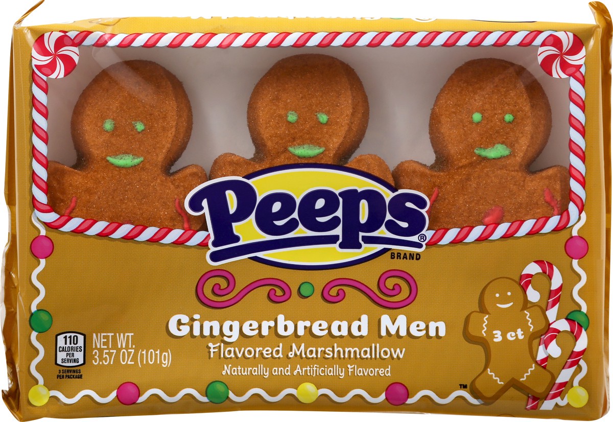 slide 9 of 10, Just Born Giant Gingerbread Peeps 3ct, 3.38 oz