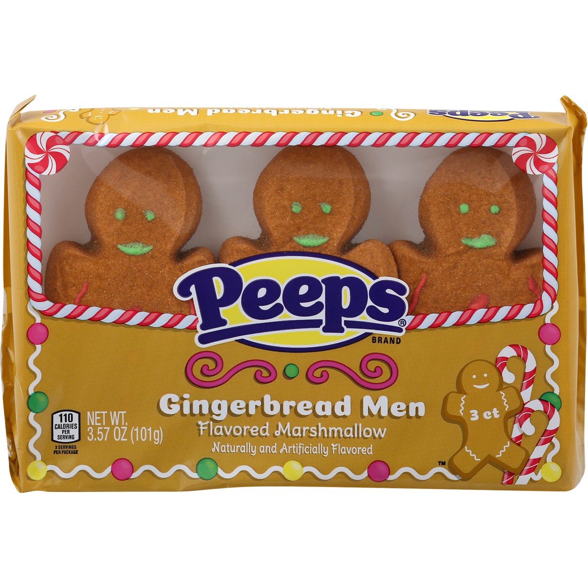 slide 1 of 10, Just Born Giant Gingerbread Peeps 3ct, 3.38 oz