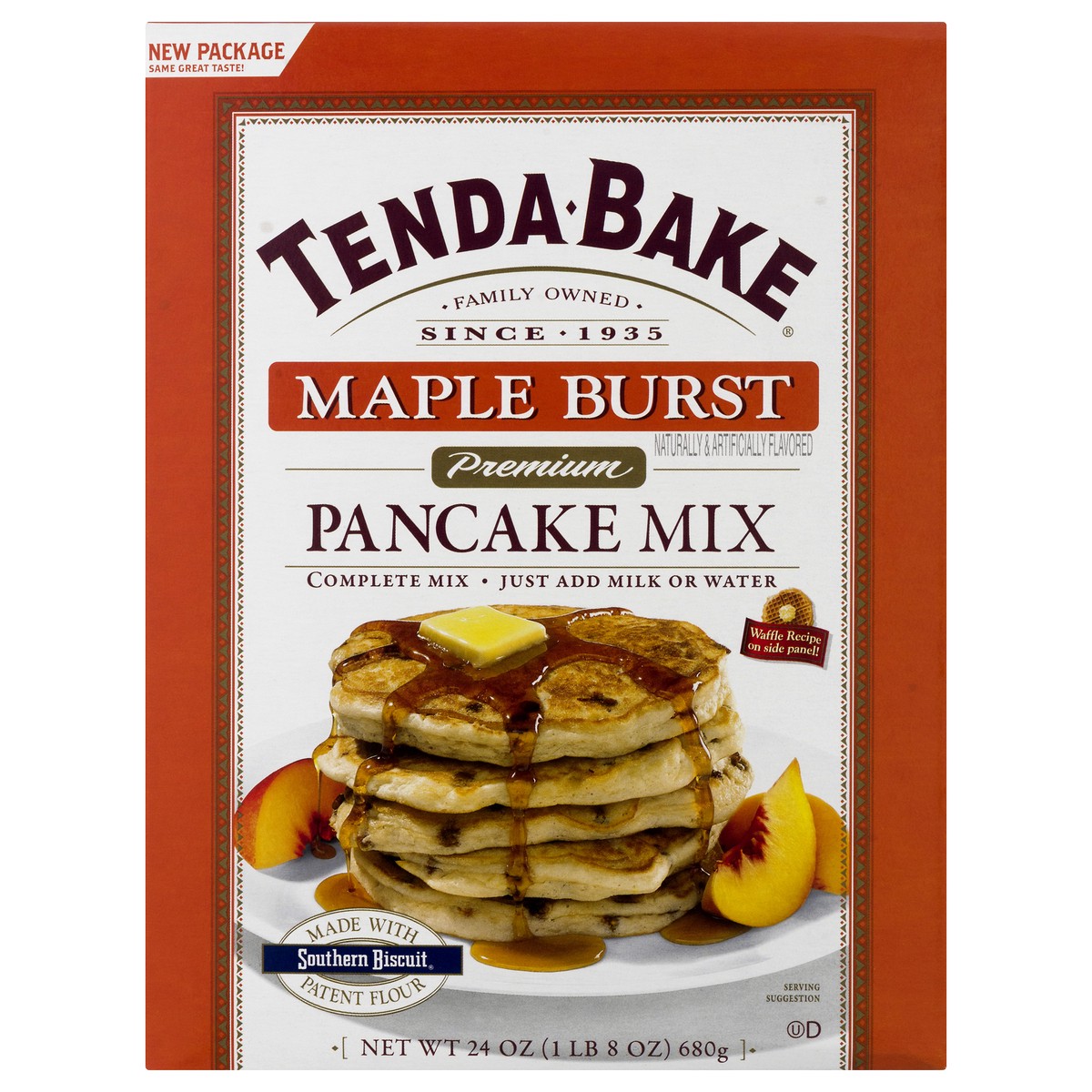 slide 1 of 10, Tenda-Bake Pancake Mix, Maple Burst, Premium, 24 oz