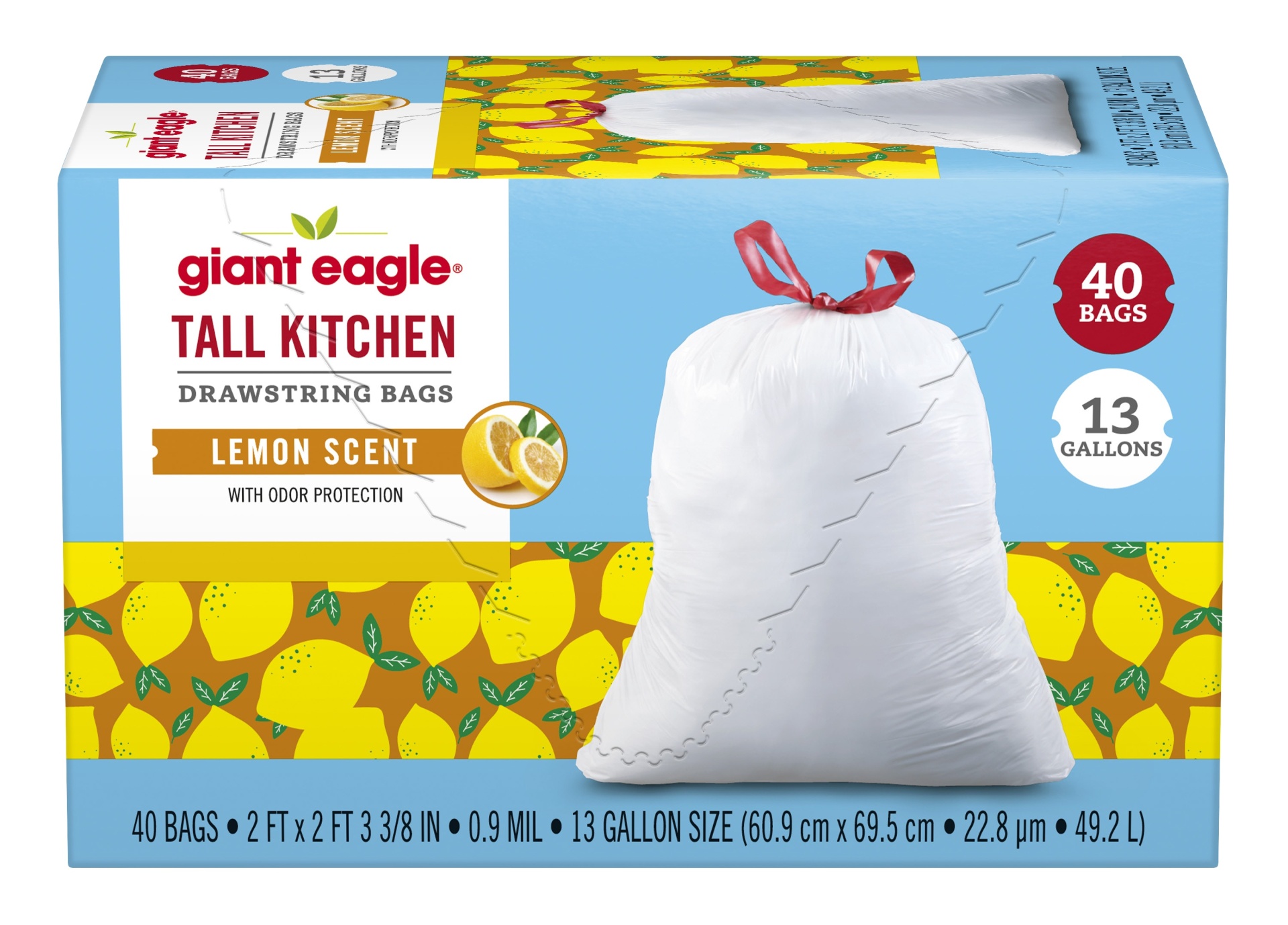 Giant Eagle Tall Kitchen Drawstring Trash Bags, Lemon Scent 40 ct Shipt