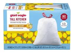 Giant Eagle Tall Kitchen Drawstring Trash Bags, Lemon Scent