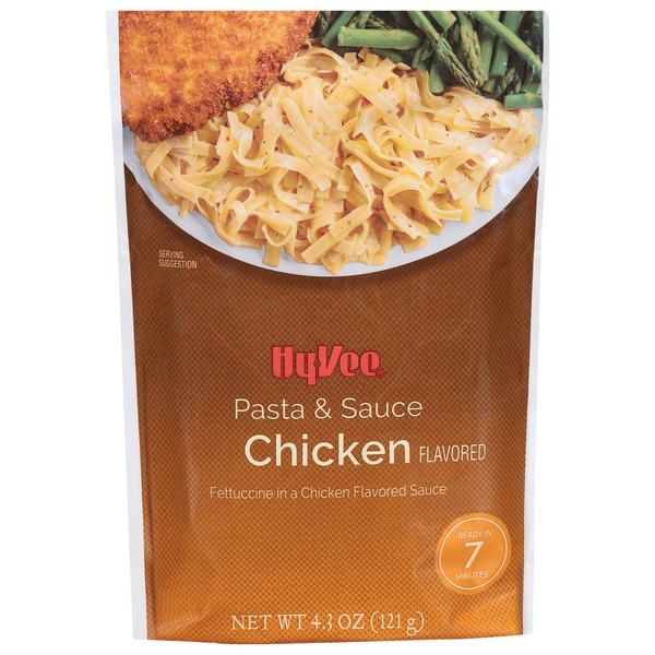 slide 1 of 8, Hy-vee Chicken Fettuccine Pasta In A Chicken Flavored Sauce, 4.25 oz