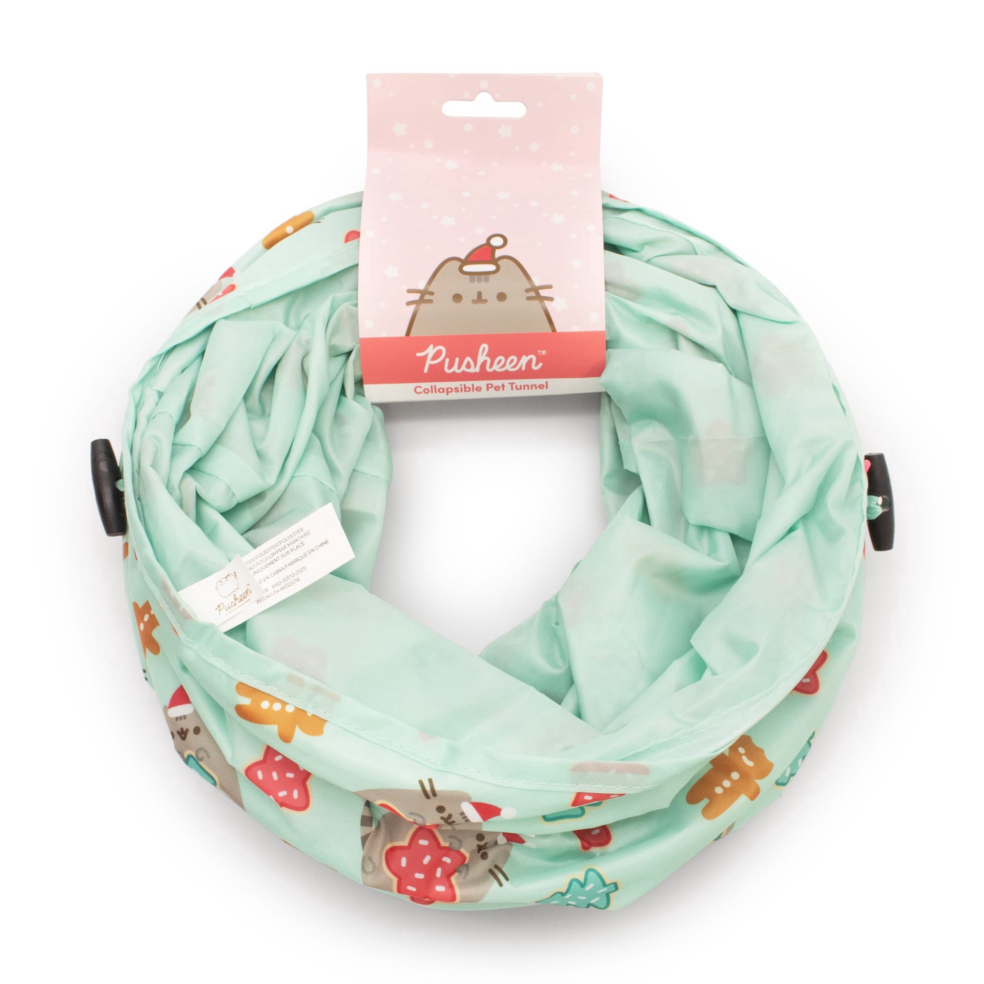 slide 1 of 1, Pusheen Green Holiday Cookie Collapsible Tunnel Cat Toy, Small, 1 ct