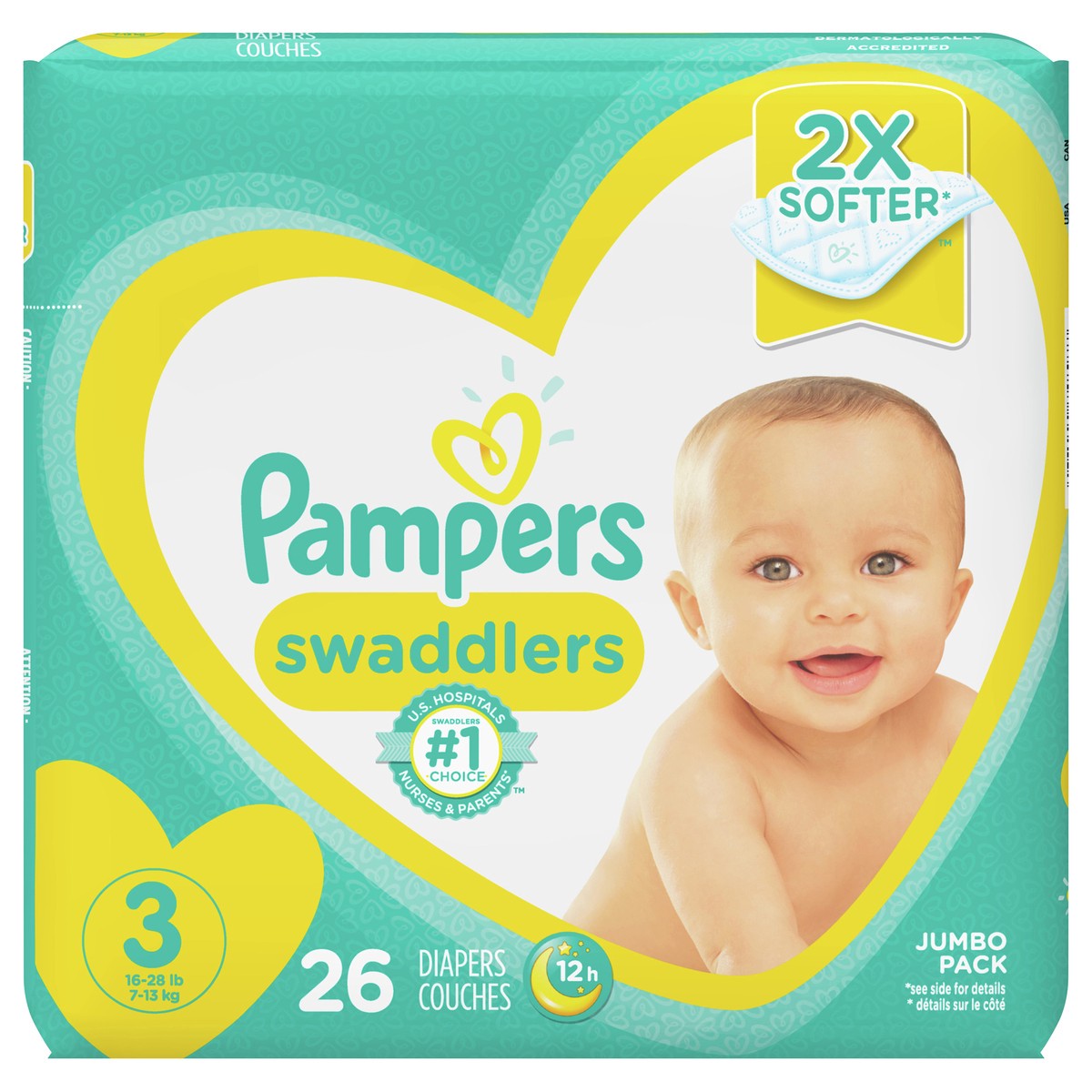 slide 1 of 3, Pampers Swaddlers Jumbo Pack 3 (16-28 lb) Diapers 26 ea, 26 ct