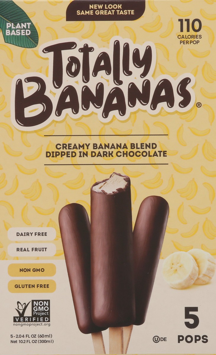 slide 5 of 15, Totally Bananas Plant Based Creamy Banana Blend Dipped in Dark Chocolate Pops 4 - 2.55 fl oz, 4 ct