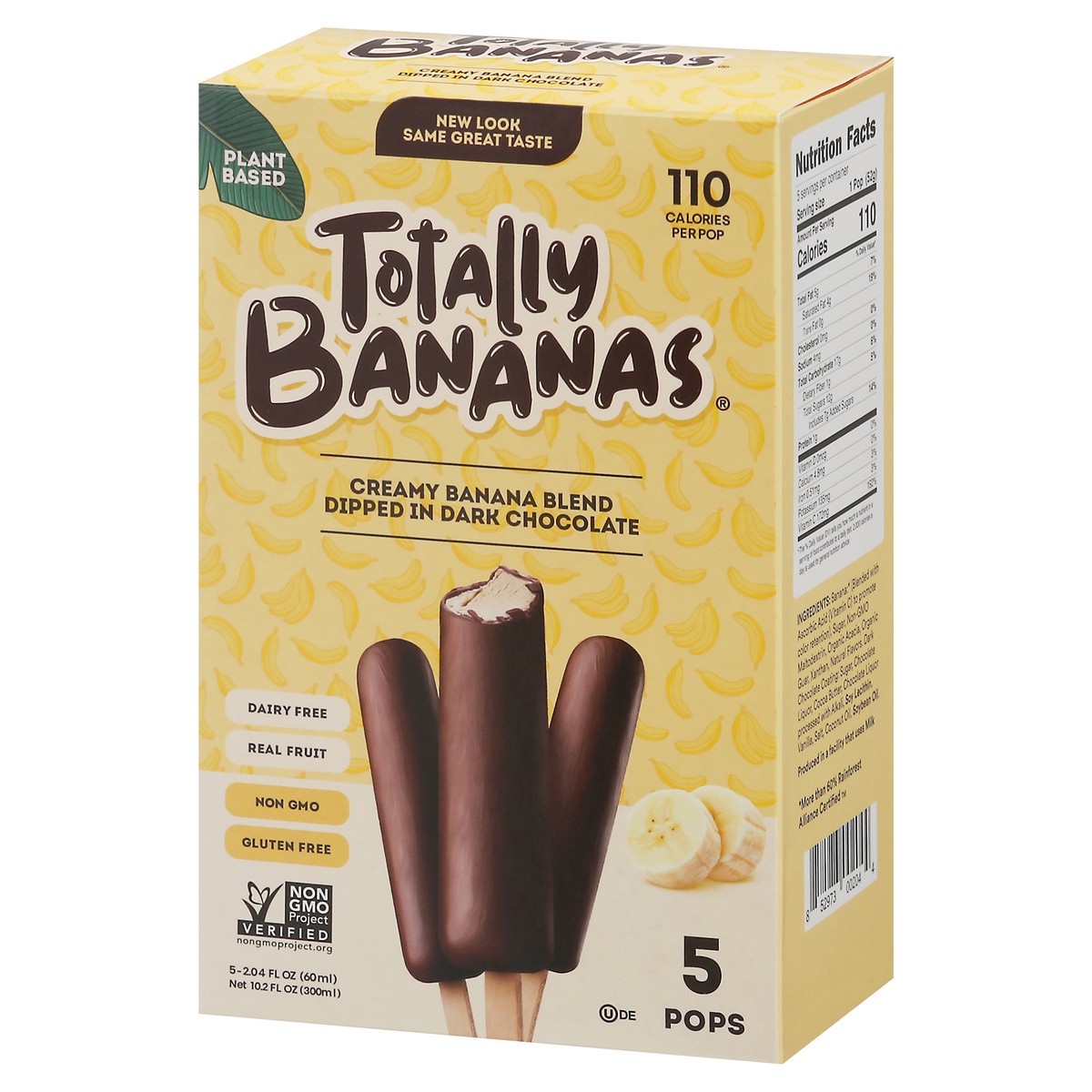 slide 4 of 15, Totally Bananas Plant Based Creamy Banana Blend Dipped in Dark Chocolate Pops 4 - 2.55 fl oz, 4 ct