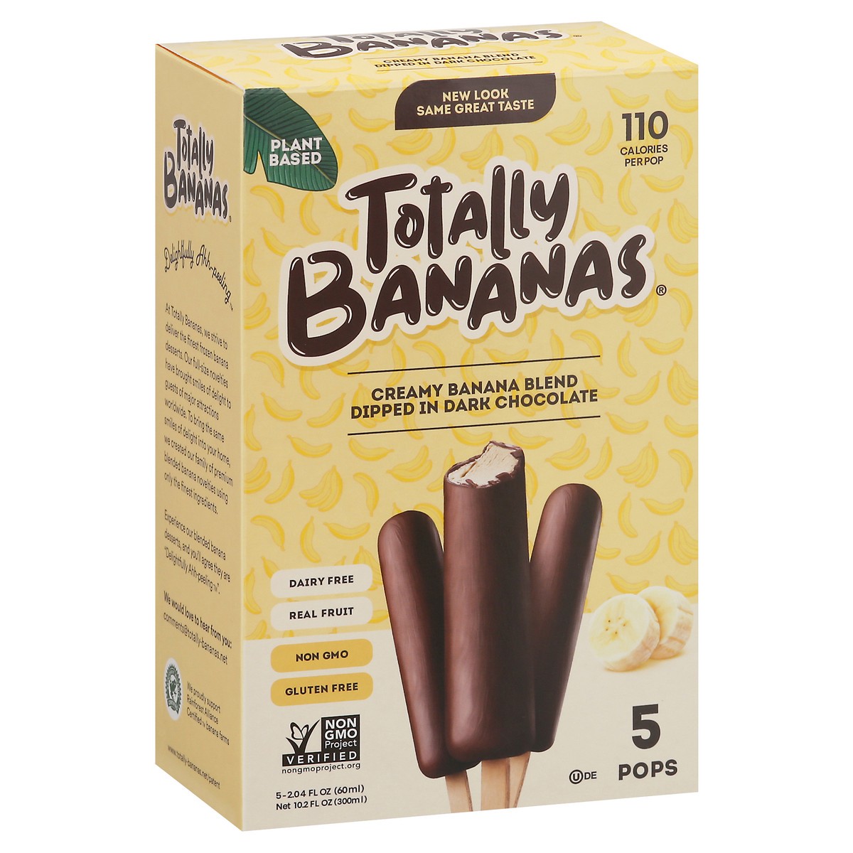 slide 10 of 15, Totally Bananas Plant Based Creamy Banana Blend Dipped in Dark Chocolate Pops 4 - 2.55 fl oz, 4 ct