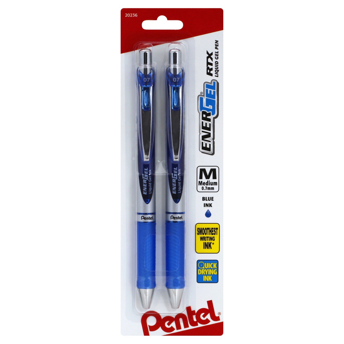 slide 1 of 9, Pentel Energel 0.7 mm Medium Blue Ink Liquid Gel Pen 2 ea, 2 ct