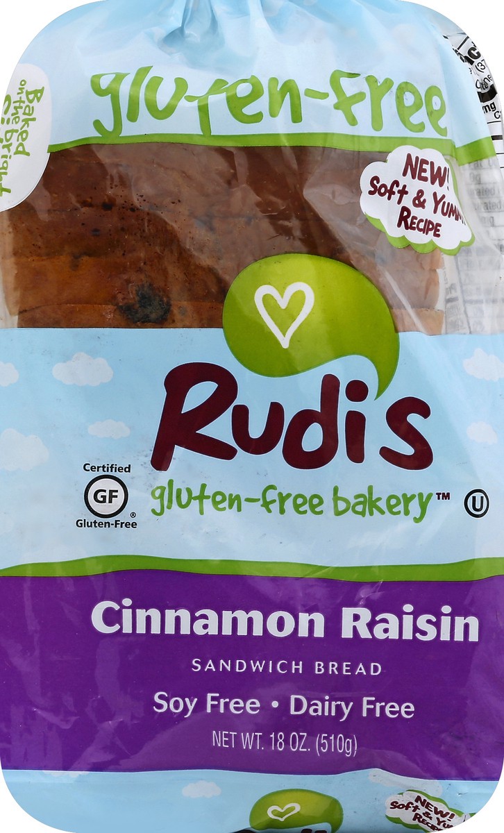 slide 5 of 5, Rudi's Gluten Free Cinnamon Raisin Bread, 18 oz