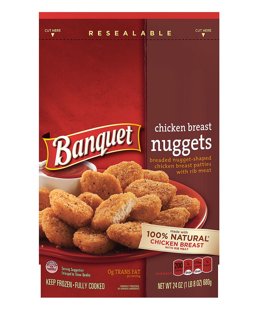 slide 1 of 5, BANQUET Chicken Breast Nuggets Made With 100% Natural* White Meat Chicken, 24 oz., 24 oz