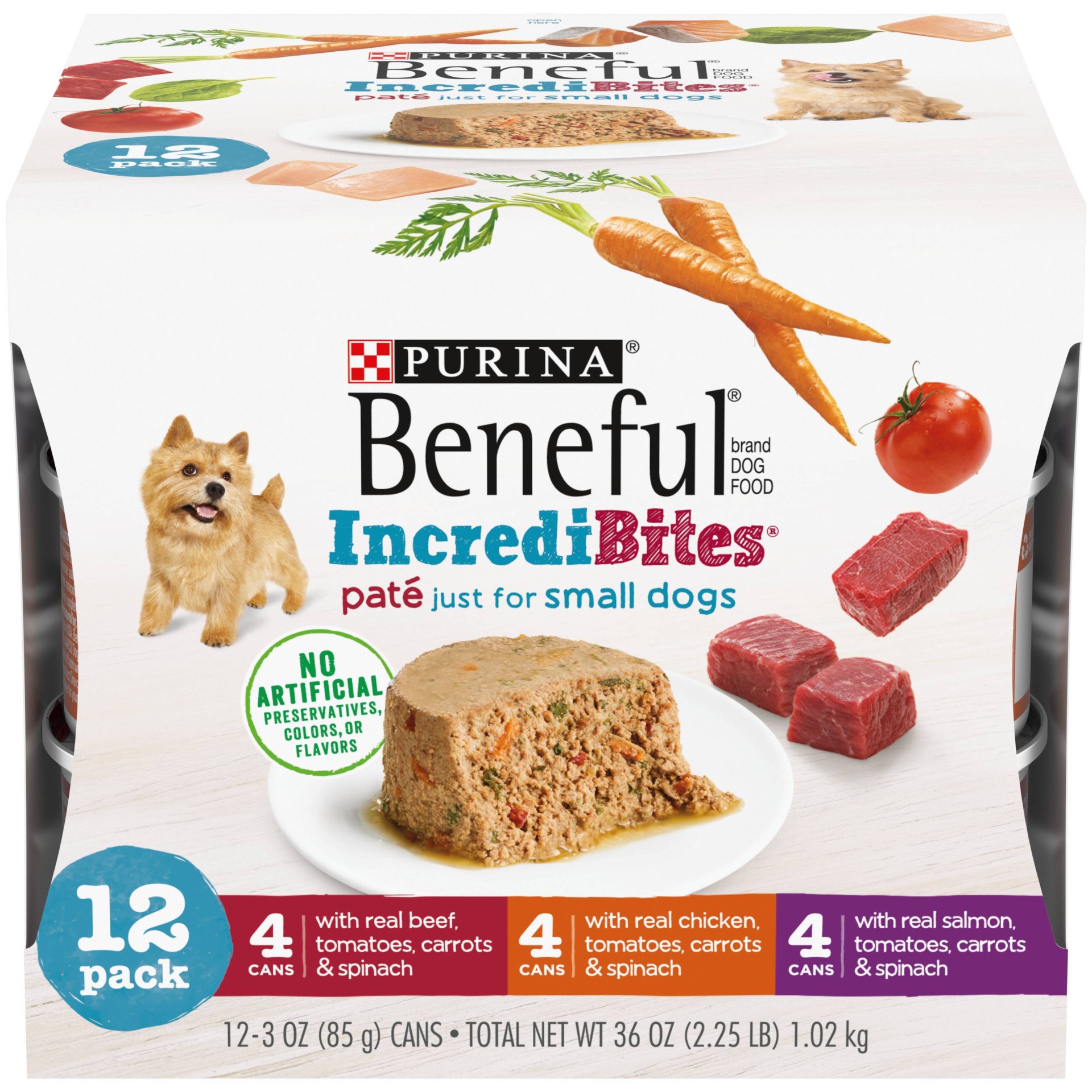 slide 1 of 1, Purina Beneful IndrediBites Pate Beef, Chicken & Salmon Small Dog Wet Dog Food - 3oz/12ct Variety Pack, 12 ct; 3 oz