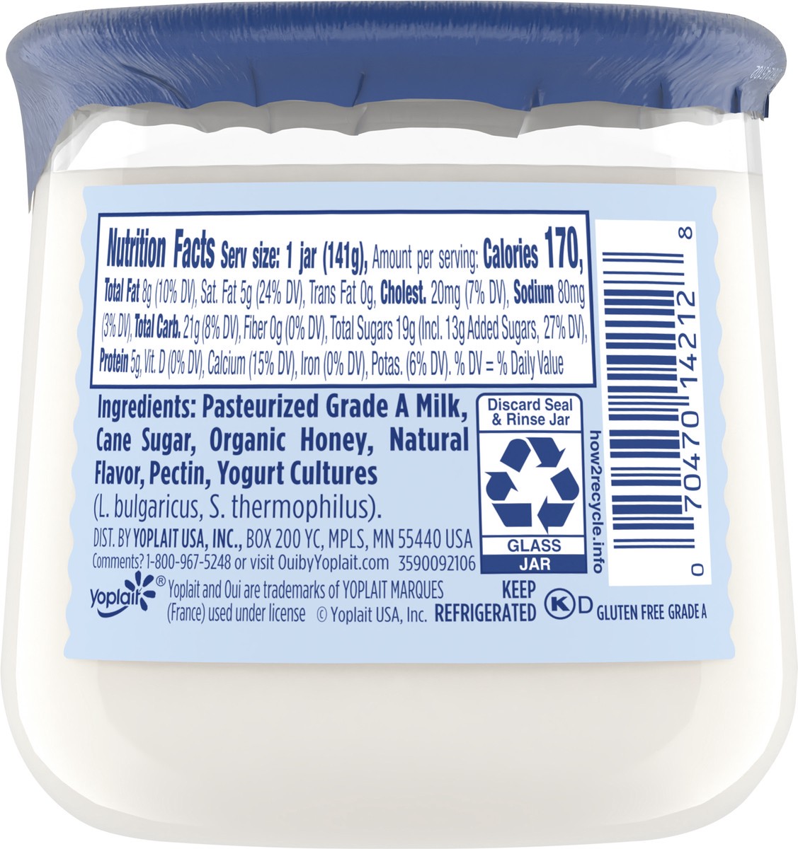 slide 7 of 9, Oui by Yoplait French Style Honey Whole Milk Yogurt, 5 OZ Jar, 5 oz