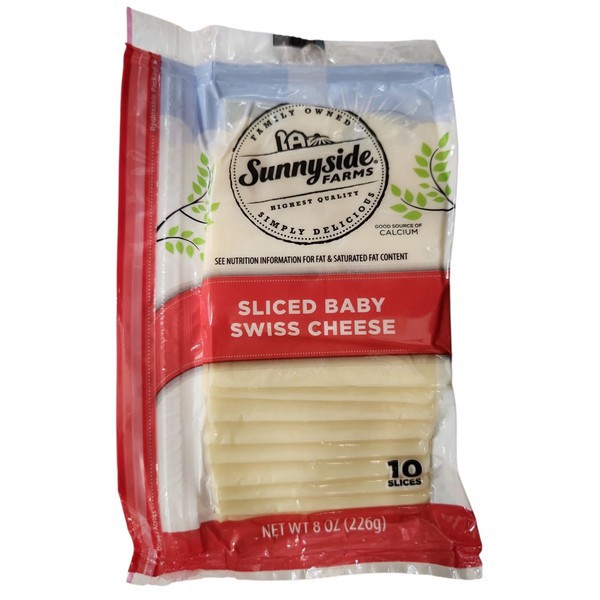 slide 1 of 1, Sunnyside Farms, Sliced Cheese, Baby Swiss, 8 oz