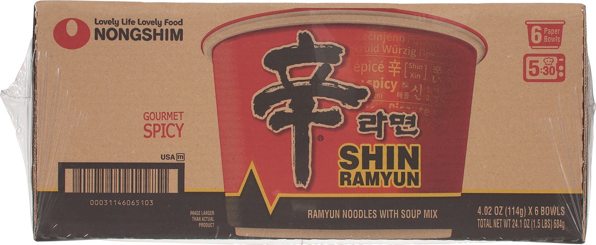 slide 6 of 15, Nongshim Shin Ramyun Noodles with Soup Mix 6 - 4.02 oz Each, 6 ct