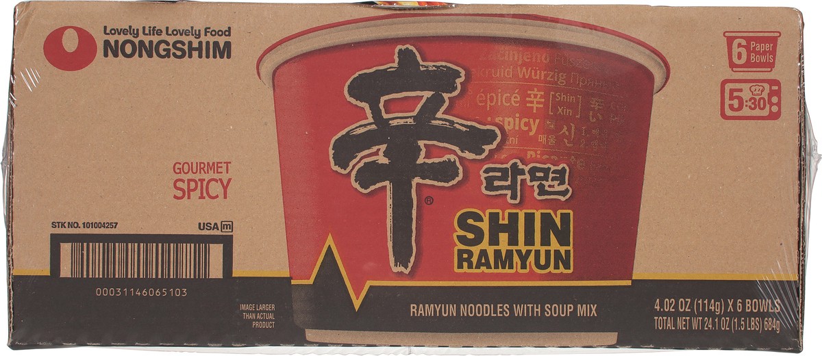 slide 7 of 15, Nongshim Shin Ramyun Noodles with Soup Mix 6 - 4.02 oz Each, 6 ct
