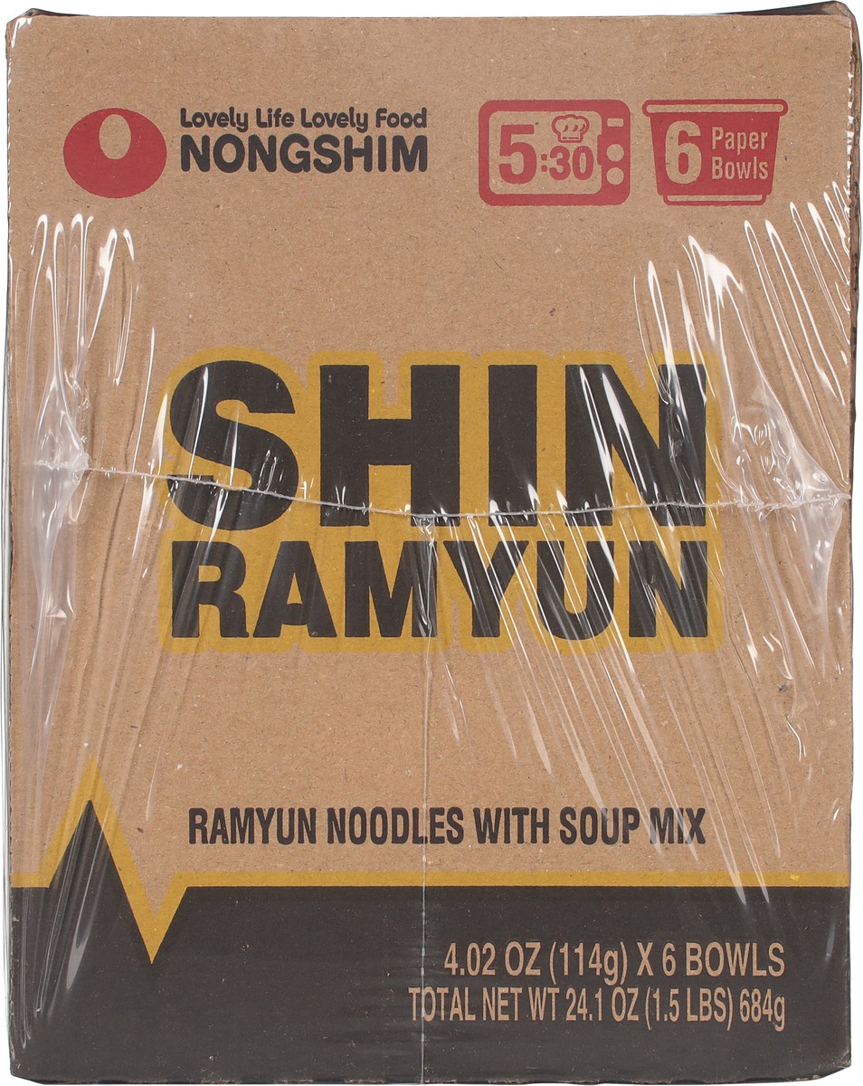 slide 9 of 15, Nongshim Shin Ramyun Noodles with Soup Mix 6 - 4.02 oz Each, 6 ct