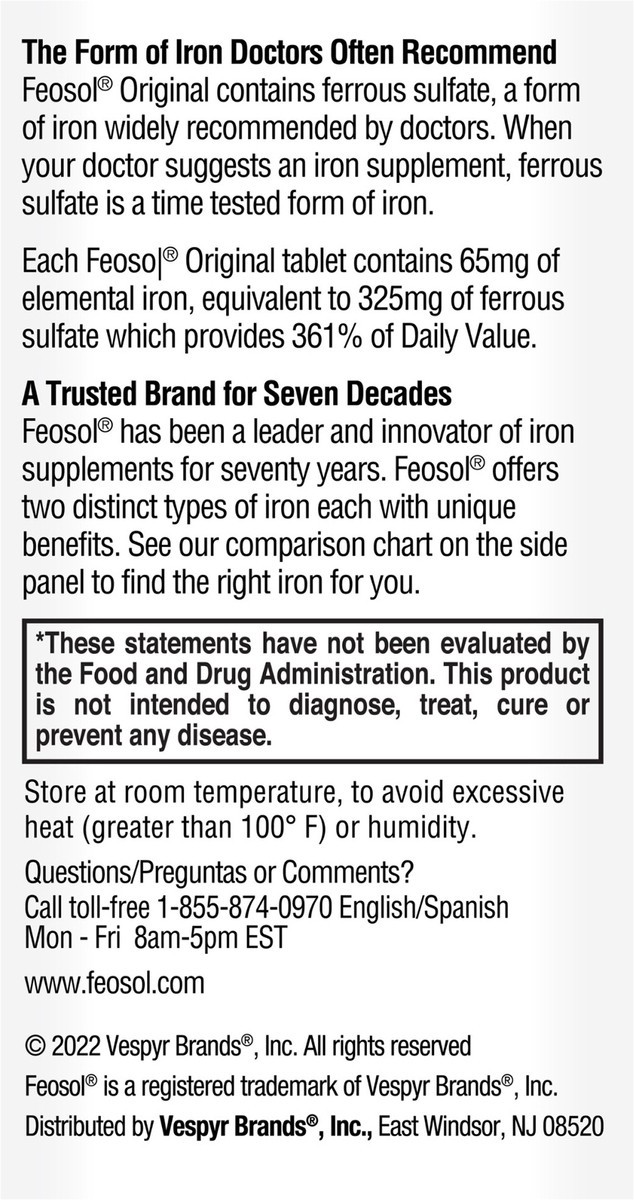 slide 3 of 7, Feosol Iron Ferrous Sulfate High Potency Original Tablets, 120 ct